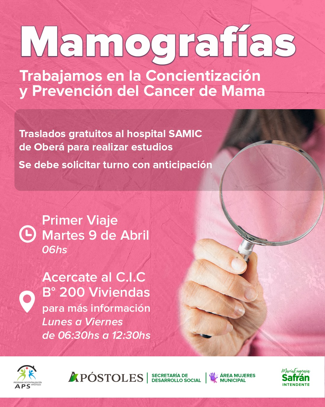 Traslados Gratuitos para realizarse Mamografías