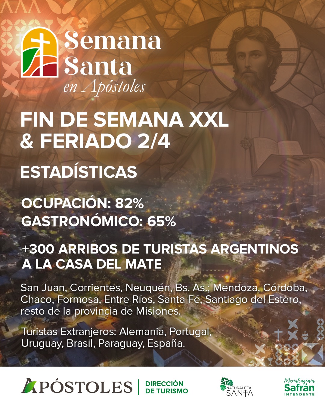 Estadística turística de la última Semana Santa y Finde XXL en Apóstoles