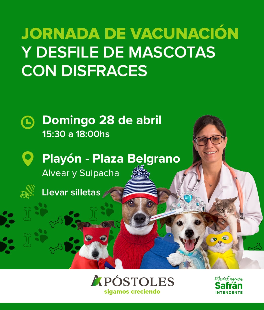 Jornada de Vacunación y Desfile de Mascotas con Disfraces por el Día del Animal