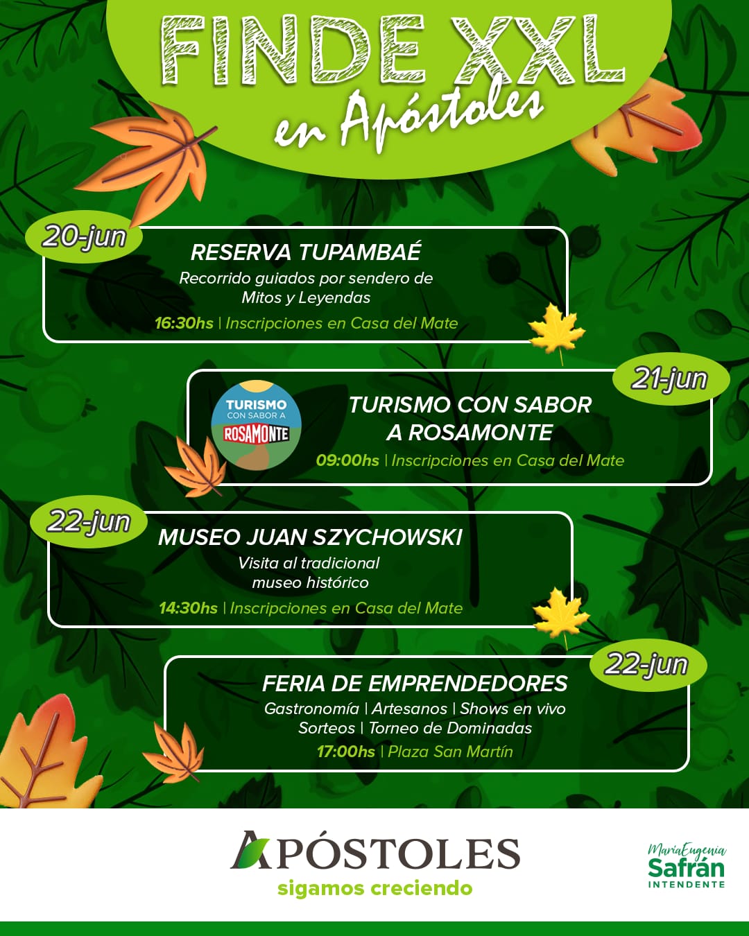Cronograma de Actividades del Fin De Semana Largo en Apóstoles