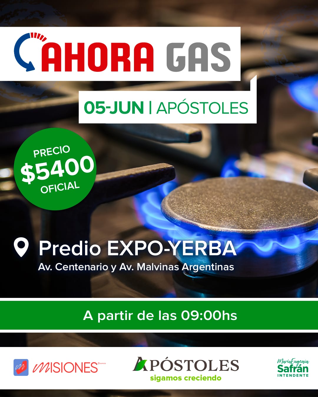El programa Ahora Gas estará el próximo miercoles 5 de junio en Apóstoles.