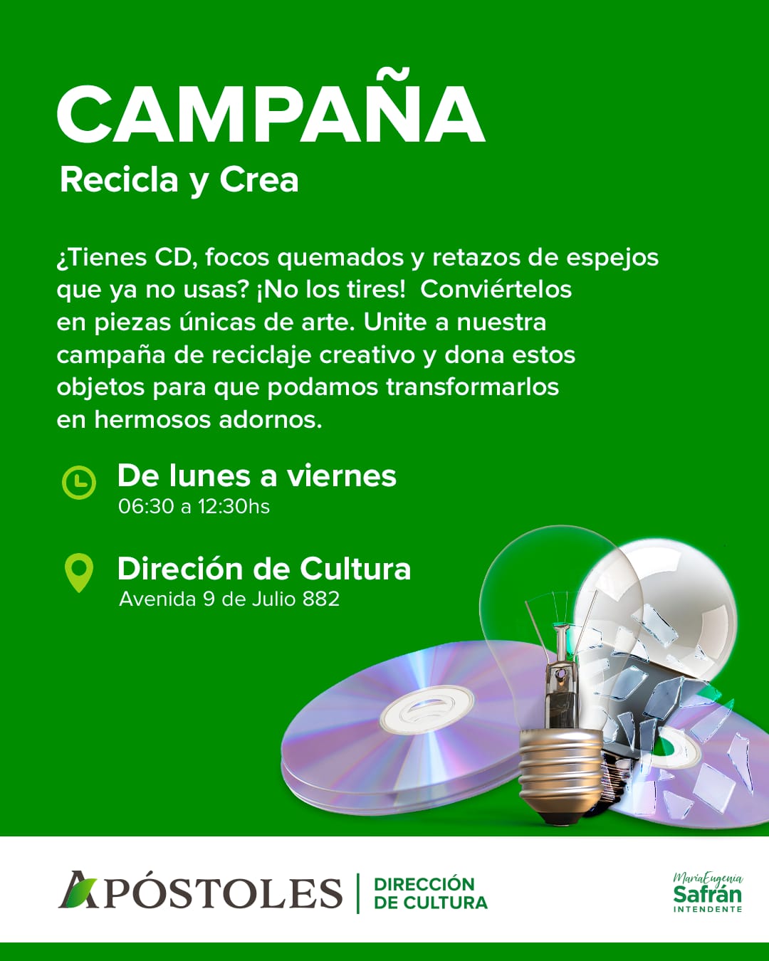 Municipalidad de Apóstoles lanza campaña “Recicla y Crea» para decorar la ciudad en Navidad.