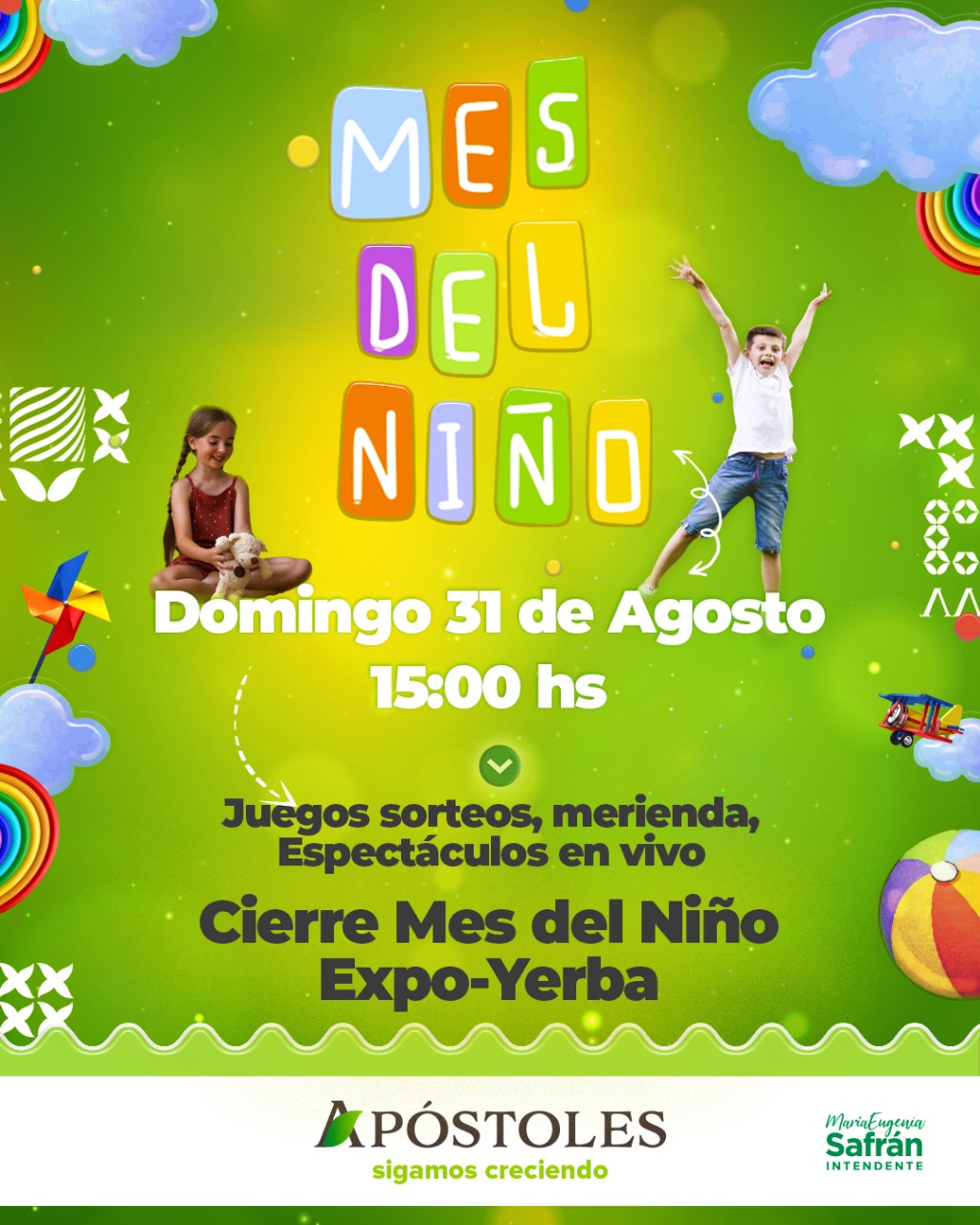 Gran Cierre Día del Niño este Domingo 31 en la Expo Yerba